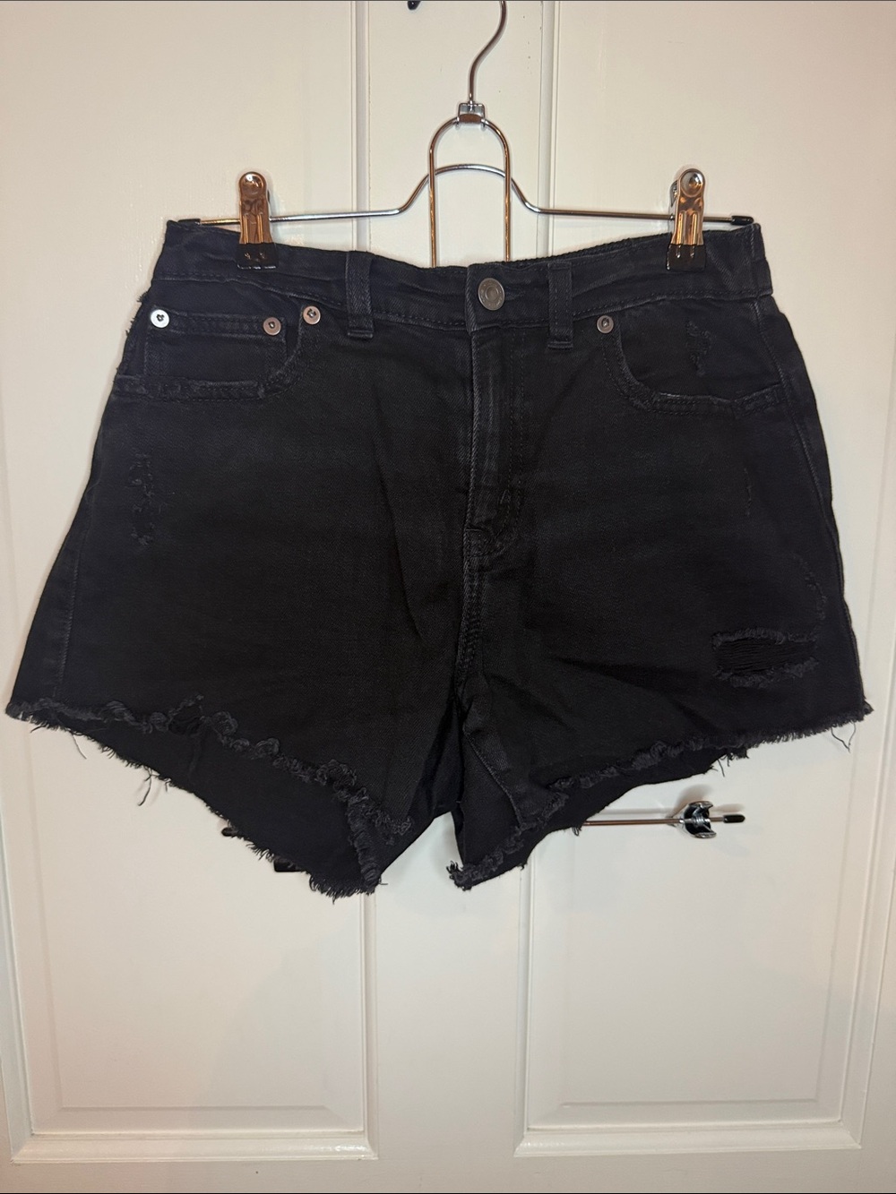 aerie Daydream Black Distressed Jean Shorts